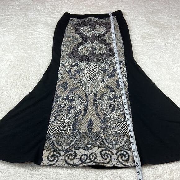 British India Traveller embroidered panel mermaid trumpet maxi skirt, size 5 - Picture 4 of 9